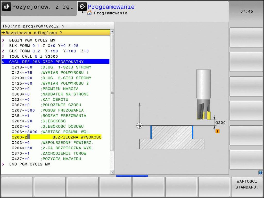 2 Warunki dla zastosowania cykli w programie 2.