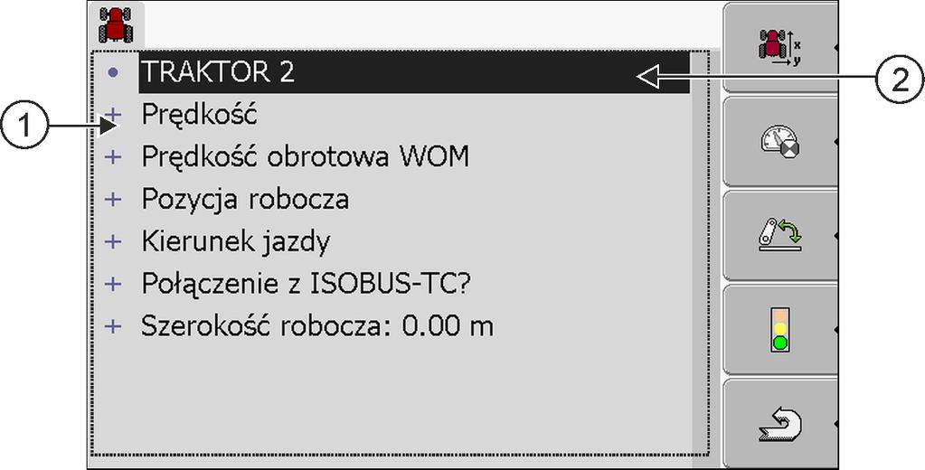 Otworzyć aplikację Tractor-ECU: Tractor-ECU 2. - Wyświetlić listę pojazdów. 3. - Dodać profil pojazdu. Na ekranie pojawia się nowy profil.