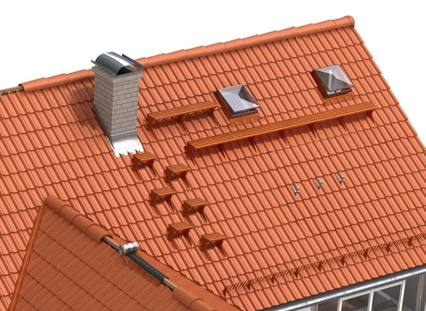 KOMUNIKACJA DACHOWA I ZABEZPIECZENIA B B C A Bezpieczeństwo na dachu Montaż zabezpieczeń dachowych i systemu komunikacji dachowej jest wymagany ze względy na obowiązujące przepisy budowlane.