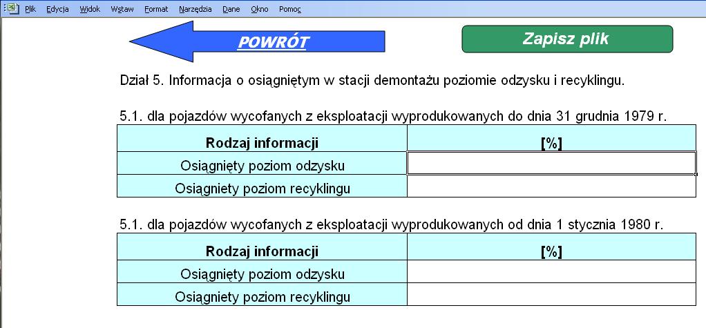 Sprawozdanie roczne krok po kroku Program nie oblicza samoczynnie poziomów