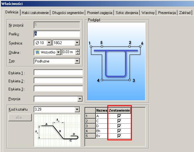 Zbrojenie 5: Długości w zestawieniach Do właściwości pręta dodano opcję pozwalającą na