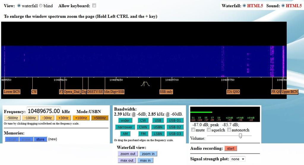 Nasłuch satelity Za pomocą dostępnych w Internecie odbiorników WEB SDR jest możliwy nasłuch