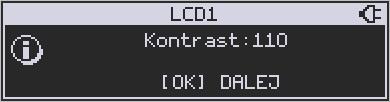 Modyfikacji dokonuje się wciskaniem klawiszy,. Po ustawieniu żądanego kontrastu, zatwierdzamy zmiany klawiszem. 7.27.