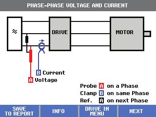 Motor Drive Analyzer Nawigacja i interfejs użytkownika Motor Shaft Voltage (tylko w modelu MDA-550) Za pomocą tej funkcji można wykryć prądy przebicia przez smar łożysk, które mogą uszkodzić łożyska