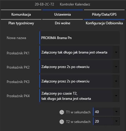 Drugie dwanaście z 24 dni wolnych, to dni wolne, które może dowolnie ustawić użytkownik, np: Każdy z przekaźników P1-P2-P3-P4 może być: - załączony tak długo, jak długo brama jest otwarta, -