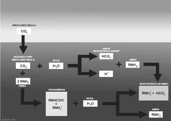 Fig. 1. Examples of amines used in the processes for absorption of acid gas components Rys. 1. Przykładowe aminy stosowane w procesach absorpcji składników kwaśnych z gazów procesu absorpcji.