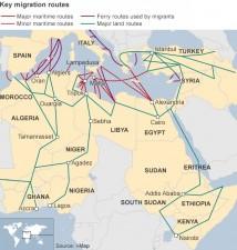 Główne trasy imigrantów Nowy pomysł Unii Europejskiej, żeby dokonać rozdziału imigrantów pośród państw członkowskich i zniszczyć tajne siatki, może pomóc w ograniczeniu przemytu ludzi do Europy.