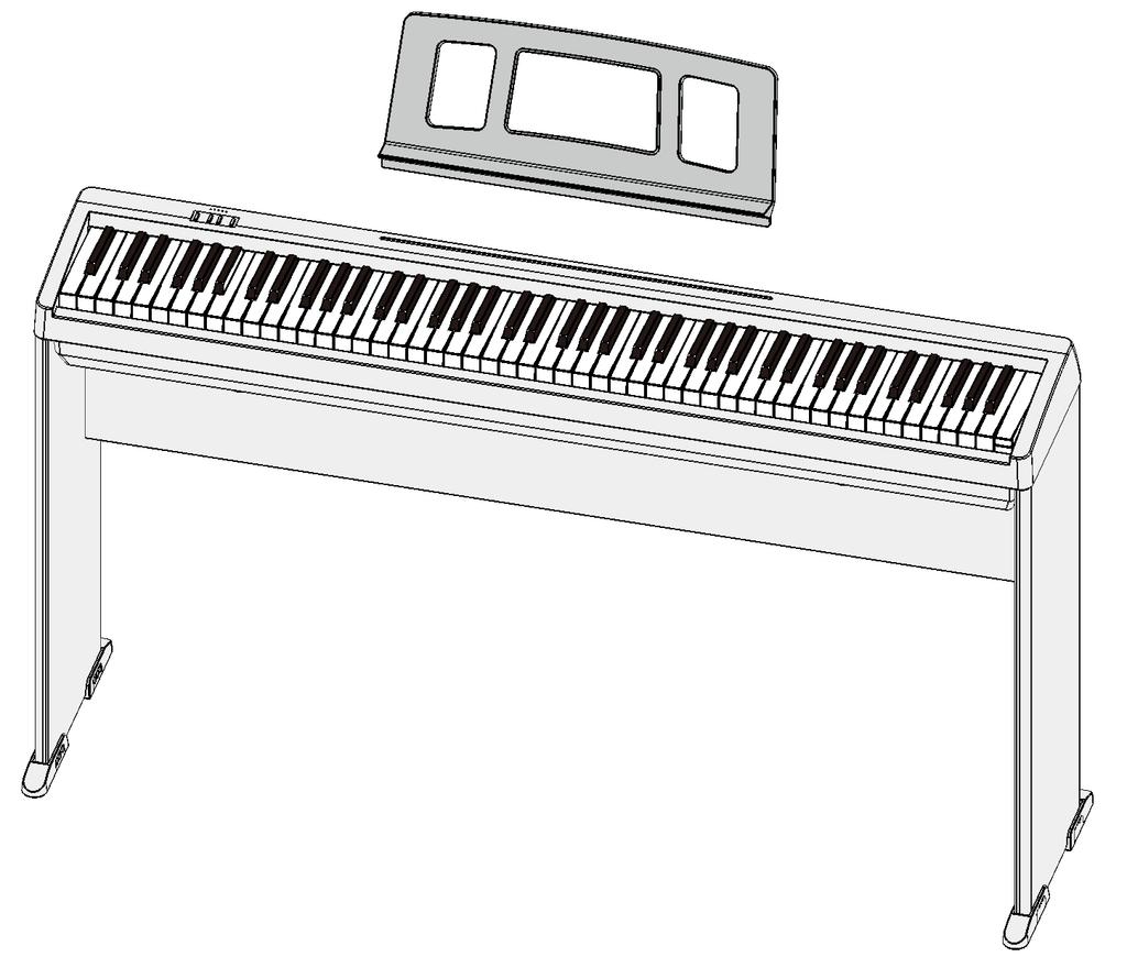 KS Dno Gumowe nóżki instrumentu muszą być wsunięte w wycięcia statywu Wyreguluj szerokość Uwaga związana z umieszczaniem pianina FP0 na statywie Montując urządzenie na statywie ściśle przestrzegaj