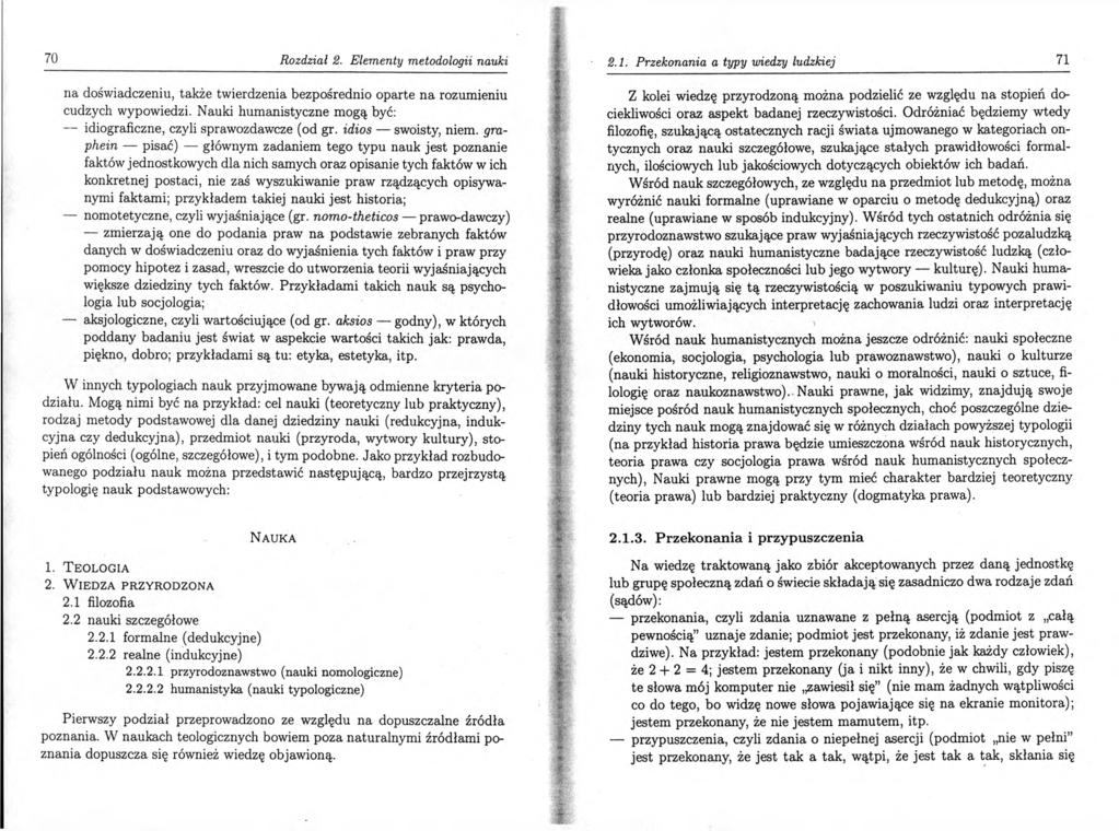 70 Rozdział 2. Elementy metodologii nauki na doświadczeniu, także twierdzenia bezpośrednio oparte na rozumieniu cudzych wypowiedzi.