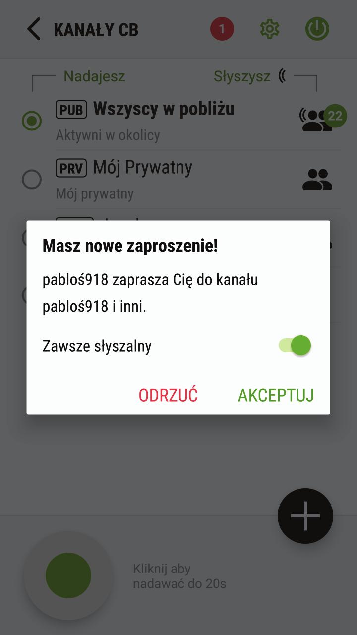 Liczba na plakietce oznacza liczbę oczekujących zaproszeń.