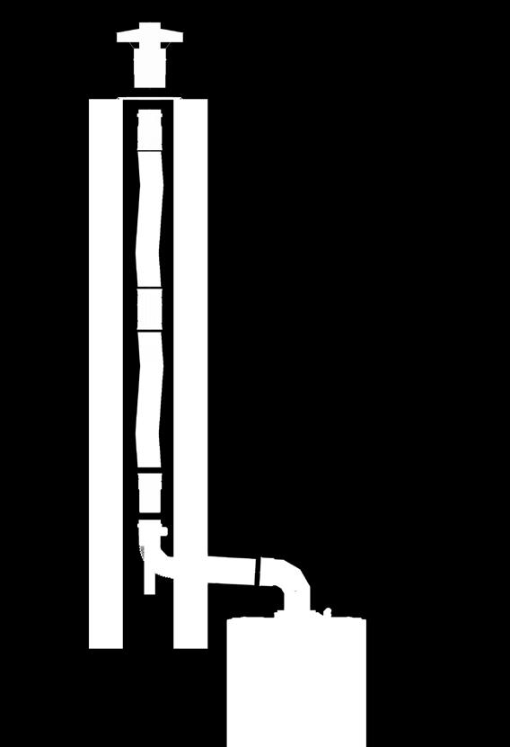5. Zestawy powietrzno-spalinowe i kominy MKSYMLN WYSOKOŚĆ ZESTWU SPLINOWEGO ZE SPECJLNĄ RURĄ ELSTYCZNĄ FLEX 316 Maksymalna wysokość H zestawu (liczona od wejścia w ścianę do końca komina) uzależniona