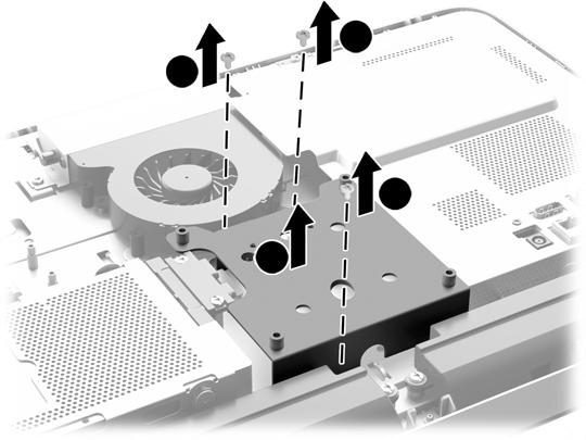 7. Obróć dolną krawędź panelu dostępu w górę (2), a następnie podnieś i zdejmij panel dostępu z komputera (3). Rysunek 3-20 Zdejmowanie panelu dostępu 8.