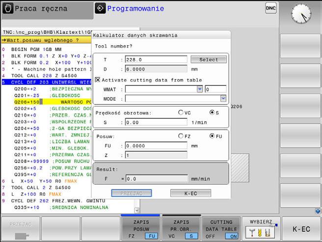 Pomoce przy programowaniu Kalkulator danych skrawania 6 6.