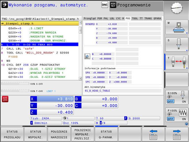 PLANE-funkcję wybrać Wybrać funkcję Wybrać żądaną funkcję przy pomocy softkey Sterowanie kontynuuje dialog i odpytuje wymagane parametry.