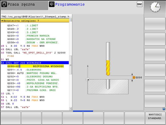 2 Pierwsze kroki Programowanie pierwszego przedmiotu Wytwarzanie programów cyklicznych Pokazane na ilustracji po prawej stronie odwierty (głębokość 20 mm) mają być wytwarzane przy pomocy