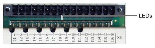 Wejścia cyfrowe, wtyczka X3 Pin Oznaczenie Opis 1 I 1 +24V 2 I 2 +24V 3 I 3 +24V 4 I 4 +24V Złącze X3 wejść cyfrowych 5 I 5 +24V 6 I 6 +24V 7 I 7 +24V 8 I 8 +24V 9 I 9 +24V 10 I 10 +24V 11 I 11 +24V