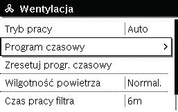 Przesunięcie czasu przełączenia Otworzyć menu do dostosowywania programu czasowego dla Wentylacja.