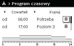 Wybrać dzień tygodnia, który ma zostać skopiowany, np. czwartek. 0010019709-001 Ustawić czas przełączenia i zatwierdzić.