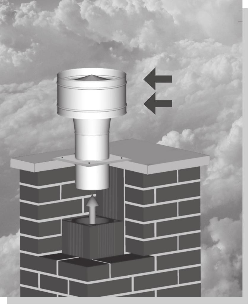 Zdjęcie Zasada działania Wiatr Ciąg kominowy Opis Wywietrzak cylindryczny CAGI jest urządzeniem wykorzystującym energię kinetyczną wiatru do wspomagania ciągu kominowego.