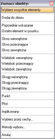 Poprzez kolejne wskazania obiektów, dodanie ich do zbioru wskazań zmieniamy status wybranych obiektów. 3.4.