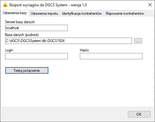 Konfiguracja połączenia z bazą danych programu DGCS System 1.