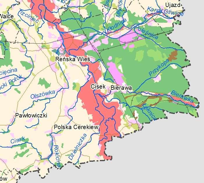 Rysunek 4. Wstępna ocena ryzyka powodziowego - mapa orientacyjna obszarów na których wystąpienie powodzi jest prawdopodobne. Źródło: www.kzgw.gov.