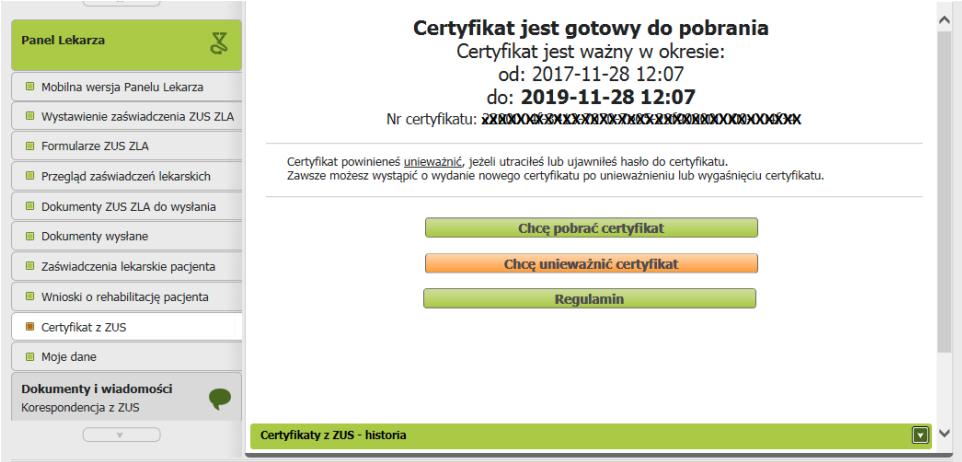 CERTYFIKAT ZUS Certyfikat po pobraniu należy przechowywać na komputerze, w przypadku