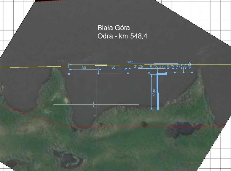 ustalone po wykonaniu sondaży dna. Przewiduje się wykonać pomost stały łączący dalby z brzegiem.