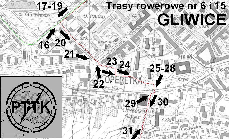 9 D. Przebieg trasy rowerowej od ul. Zawiszy Czarnego do ul. Sikornik.