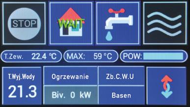 STEROWNIK W JĘZYKU POLSKIM Pompa ciepła Noxa Pro posiada sterownik w języku polskim.