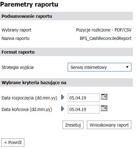 Kliknij na kratkę, aby zaznaczyć raporty, które chcesz wygenerować. 4. Kliknij KONTYNUUJ. 5.