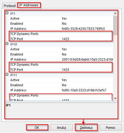 a następnie SQL Server