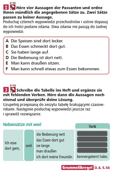 Ilona / zufrieden / mit der Arbeit / sein -? wstawianie odpowiedniej formy, np. Den ganzen Tag es. (regnen) dopasowywanie, np. Klaus bittet Peter a. mit kaputten Autos. Ich denke oft b.