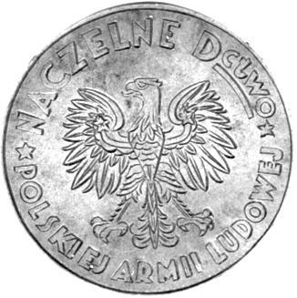 26 PLAKIETKA POLSKIEJ ARMII LUDOWEJ Poniżej prezentujemy mało znaną plakietkę Polskiej Armii Ludowej Plakietka okrągła o średnicy 51,5 mm, grubość 1 mm, jednostronna, metal biały, liternictwo i