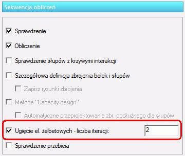 Obliczenie ugięcia elementu żelbetowego jest procesem iteracyjnym składającym się z następujących kroków: Krok 1 => Pierwsze obliczenia MES uwzględniające pełną bezwładność (sztywność) elementu, z