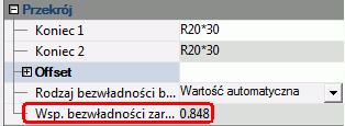 Na końcu każdej iteracji Advance Design zapisze interpolowany współczynnik bezwładności dla elementów liniowych i powierzchniowych.