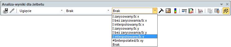 Wyświetlanie wyników dla elementów powierzchniowych Dla elementów powierzchniowych dostępne są następujące wyniki: Dostępne tu wyniki są prawie identyczne z wynikami dla elementów liniowych z kilkoma