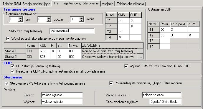 14 GPRS-T2 SATEL Rys. 9. Zakładka Transmisje testowe, Sterowanie.