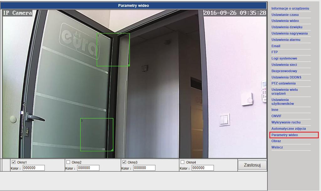 20. STREFY PRYWATNOŚCI Funkcja Parametry wideo