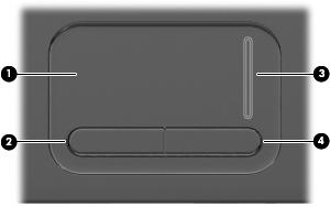 y w górnej części komputera Urządzenia wskazujące (1) Płytka dotykowa TouchPad Umożliwia przesuwanie wskaźnika, a także zaznaczanie oraz aktywowanie elementów na ekranie.