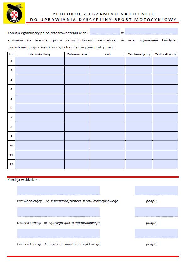 4.2. Protokół z egzaminu na licencję do