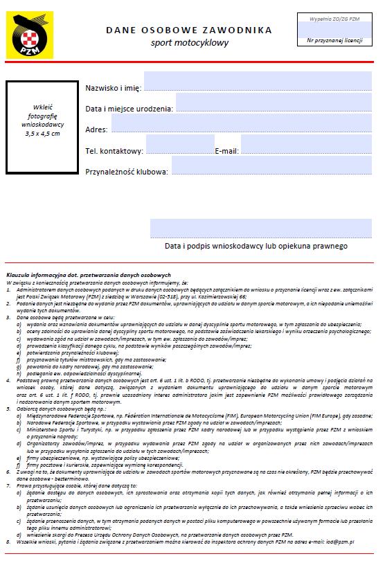 4.5. Dane osobowe zawodnika