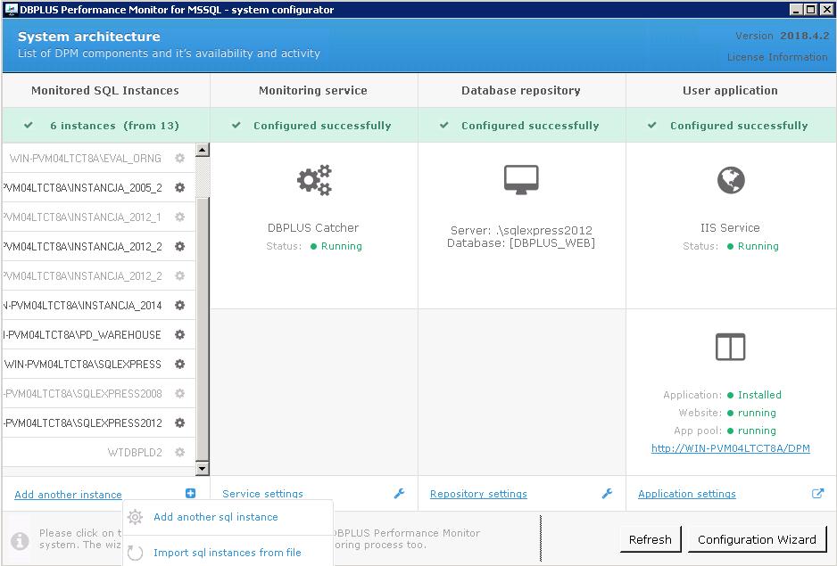 Podłączenie bazy do monitoringu W oknie głównym konfiguratora (Configuration Wizard) systemu klikamy na przycisk [Add Another