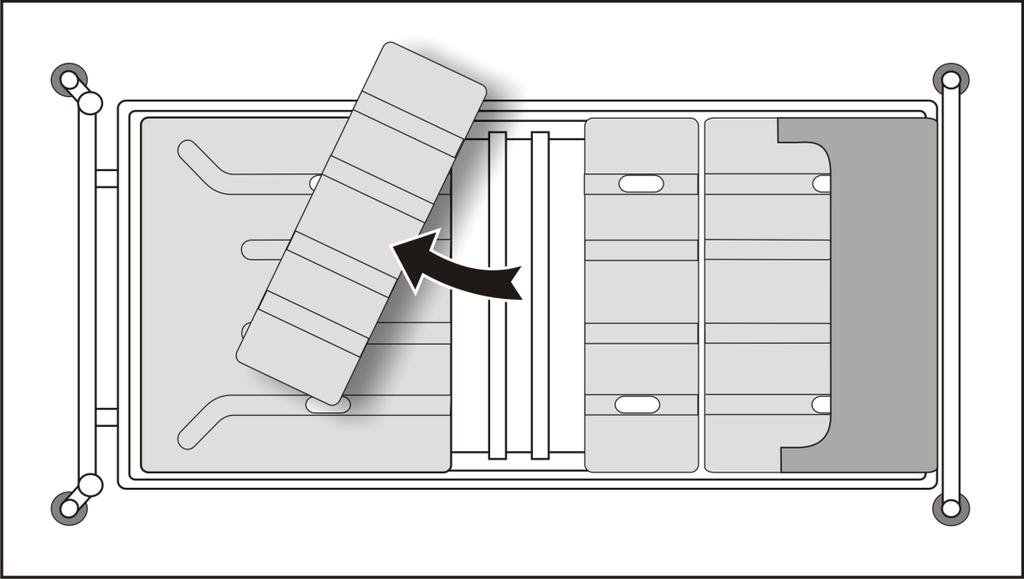 Części platformy materaca Standardowo łóżko jest wyposażone w zakrzywione segmenty platformy. Opcjonalnie dostępne są również płaskie segmenty platformy.
