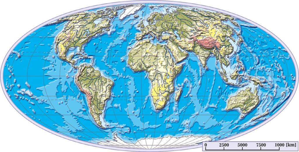 Rozmieszczenie obszarów lądowych na Ziemi jest nierównomierne: na półkuli północnej stanowią one prawie 40% powierzchni całkowitej Ziemi.