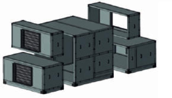 Dach z blachy stalowej 0,7mm powlekanej poliestrem 25μm RAL 9006; Przepustnice i siłowniki czerpni i