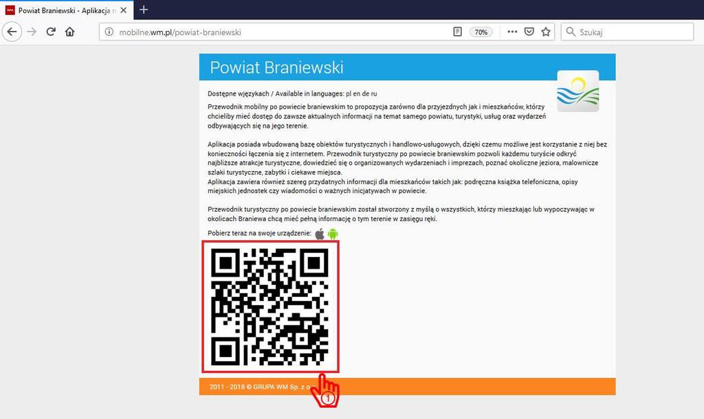 [16/21] Zostaliśmy przekierowani na stronę http://braniewo.wm.pl/. Aby znaleźć interesujące nas informacje o gminie musimy się po niej rozejrzeć.