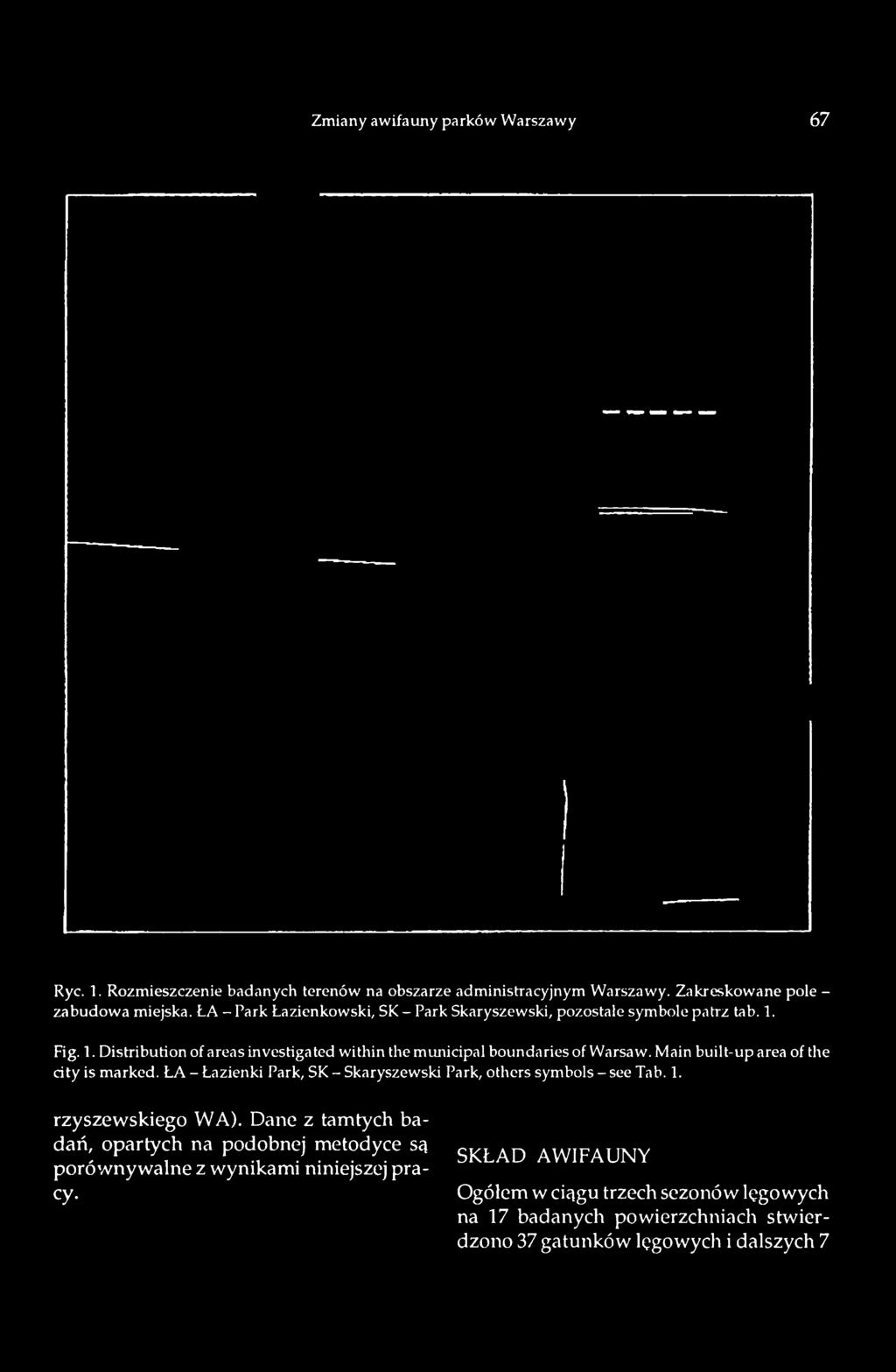 1. Distribution of areas investigated within the municipal boundaries of Warsaw.