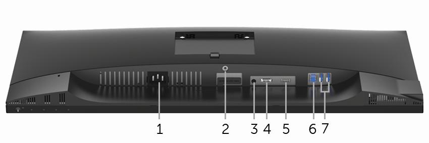 Widok z dołu Widok od dołu bez podstawy monitora Etykieta Opis Użyj 1 Złącze kabla Podłącz kabel zasilający (dostarczony z monitorem).