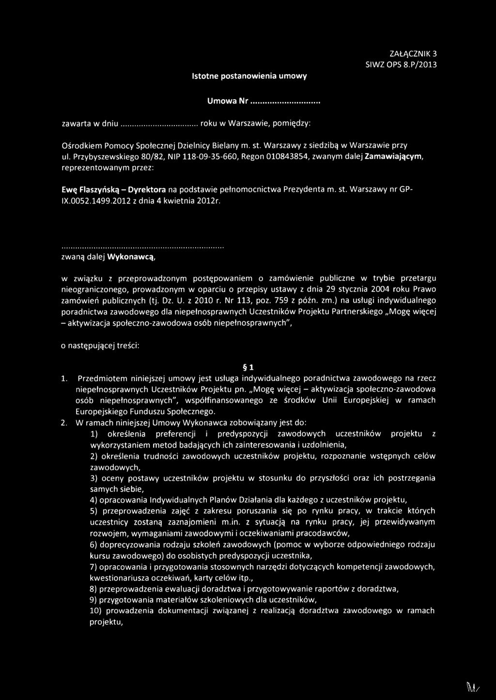 Warszawy nrgp- IX.0052.1499.2012 z dnia 4 kwietnia 2012r.